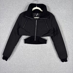 Gsuwoo Cropped Puffer Jacket Large Cut Out Waist Streetwear Hip Hop Baddie Urban